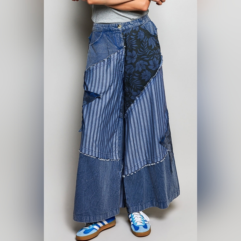 POL Midnight Indigo Patchwork Pants